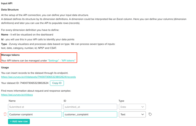 zurvey manage api tokens