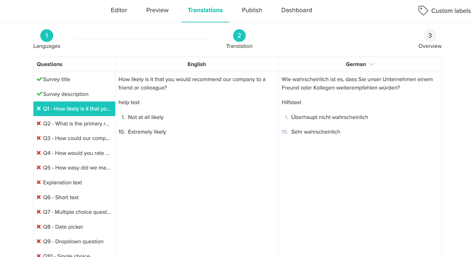 Multilingual Survey